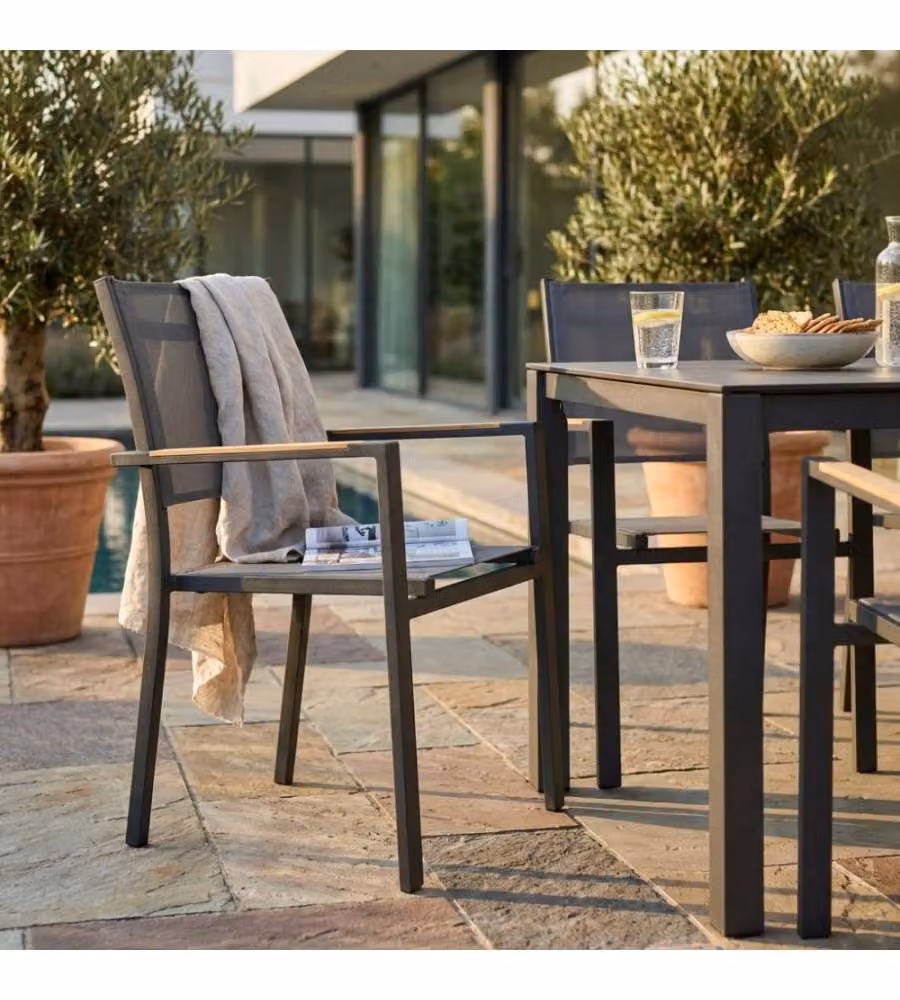 Cosma Poltrona Brooklyn Impilabile Antracite 56x57x87 cm con Braccioli