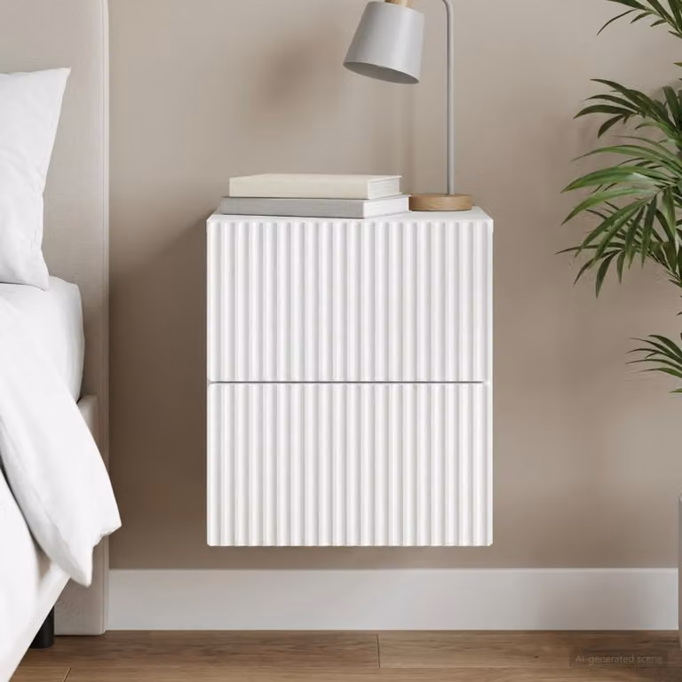 vidaXL Mobiletto da notte sospeso con cassetto Bianco L: 33 cm, P: 34,5 cm, H: 40 cm
