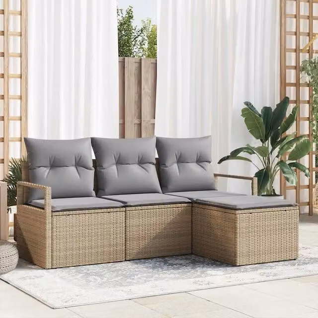 Set di divani 4 pz Beige polyrattan 3346330