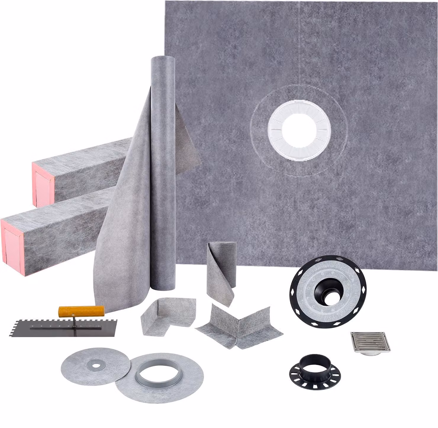 Set per pavimento doccia, dimensioni 1219x1219 mm, impermeabile, con scarico da 10 cm
