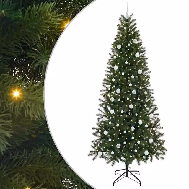 Albero di Natale Artificiale-Albero Natalizio con 300 LED Verde 240 cm PE e PVC 741661