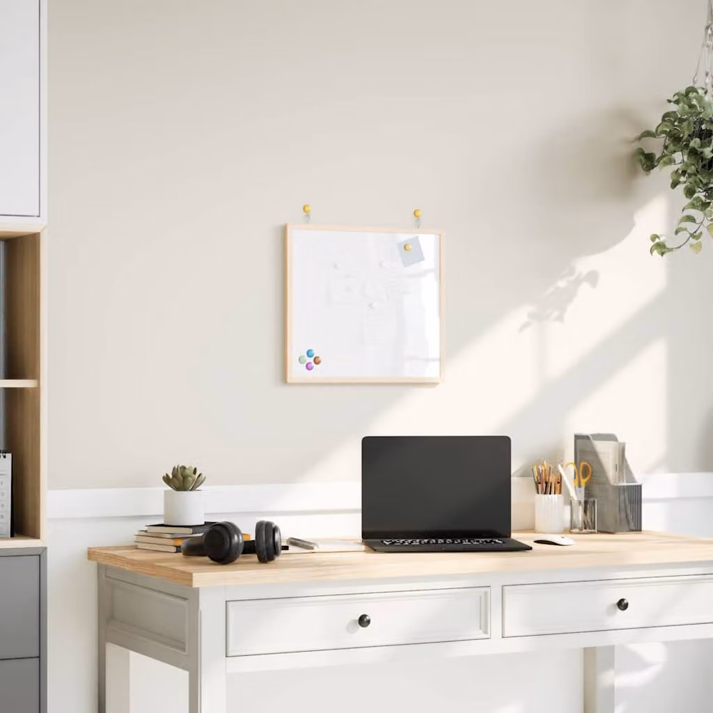 vidaXL Lavagna Bianca Magnetica con Cornice in Legno di Pino, Colore Bianco, L 40 cm x H 40 cm