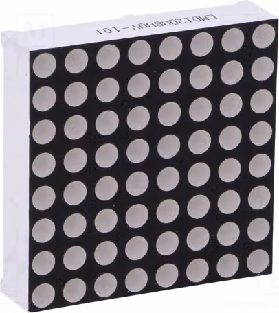1 display: matrice LED, anodo, 91 mcd, giallo, 8x8, 32x32 mm, modello LMD12088BUY-101-07, matrice LED