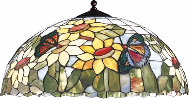 Paralume Tiffany In Vetro Decorato Multicolor D. 55Cm Per Sospensione