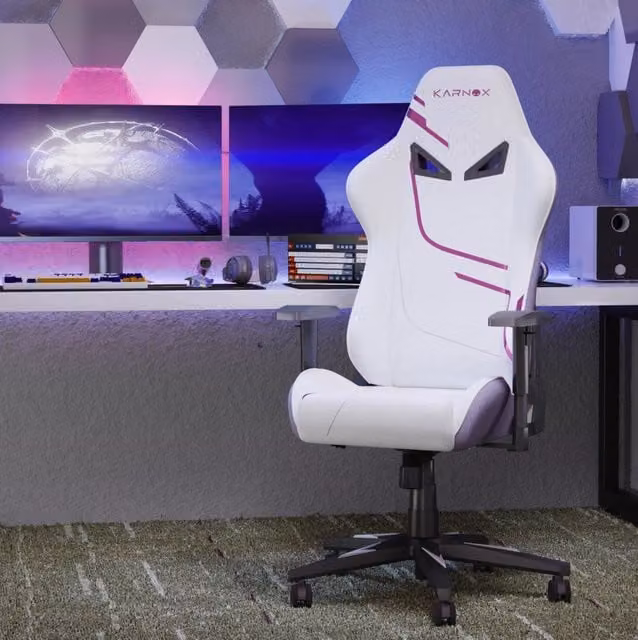 Sedia gaming ergonomica in tessuto bianca e viola