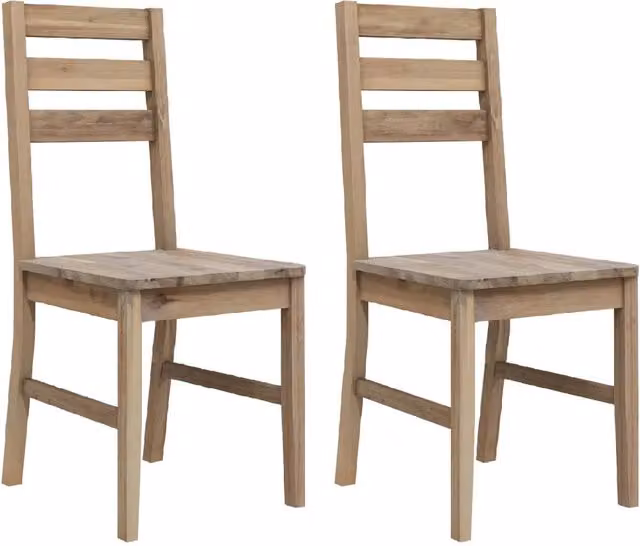 Sedie da Pranzo 2 pz | Sedie da cucina in Legno Massello di Acacia