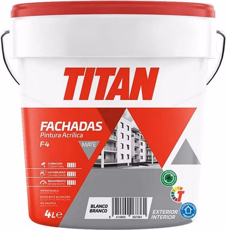 Vernice acrilica opaca per facciate f-4 bianco 4l titan 125670004
