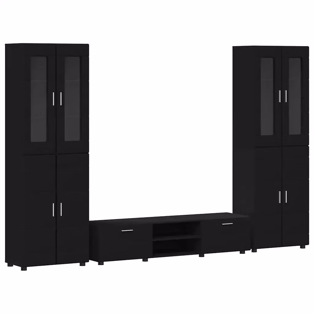 Set mobile TV moderno vidaXL FLORIN in 3 pezzi nero opaco L: 150 cm, P: 39 cm, H: 30 cm – 2