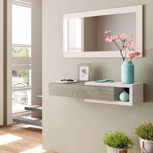 DMORA Arty Mobile da Ingresso Moderno Bianco L/P/H: 95 x 26 x 19 cm – 1