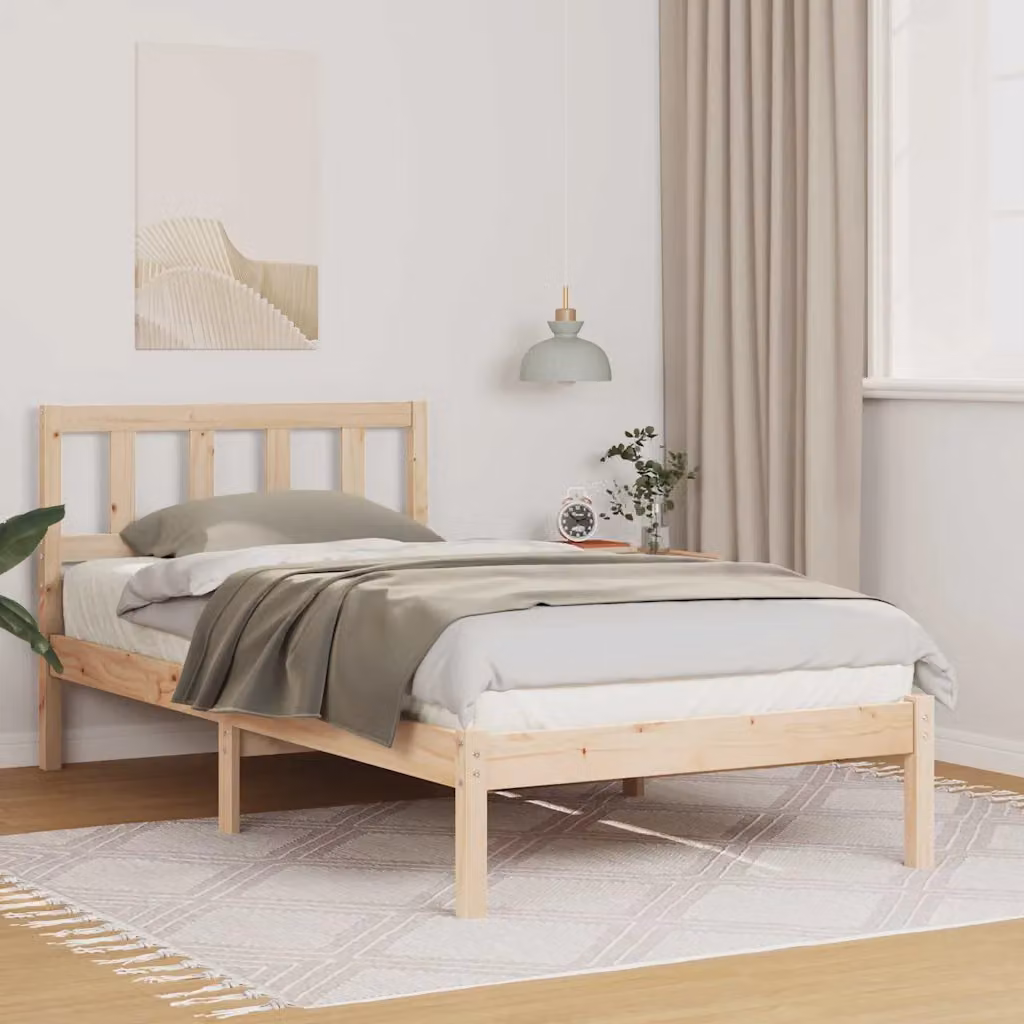 Struttura del letto moderna vidaXL in pino massello marrone L 190 x P 80 cm