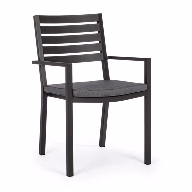 Set 4 sedie da giardino MURGIA con cuscino sfoderabile in tessuto e struttura in alluminio antracite