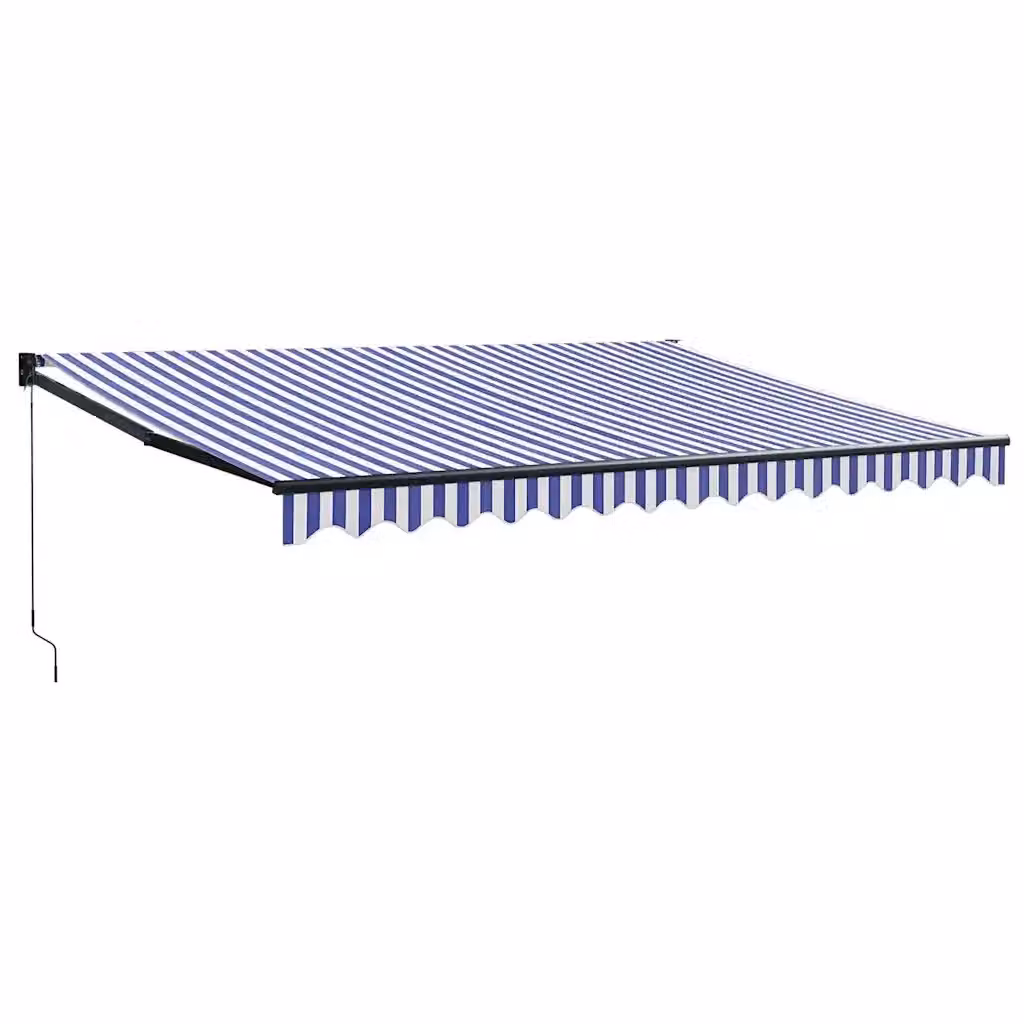 Tenda da sole retrattile VIDAXL con bracci pieghevoli in alluminio e tessuto in poliestere, Blu e Bianca, L: 450 cm x P: 300 cm – 2