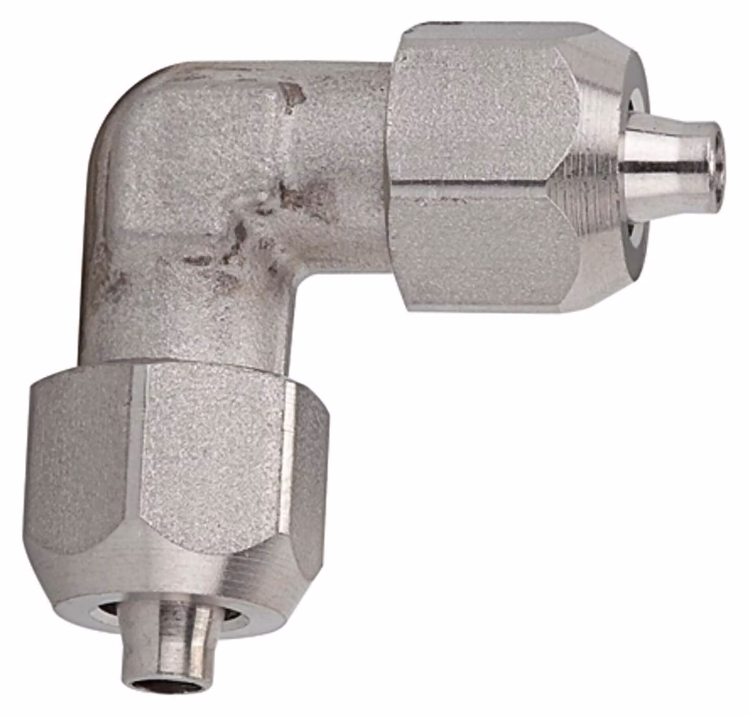Raccordo a gomito Riegler, per tubo 10/8 mm, acciaio inox 1.4404