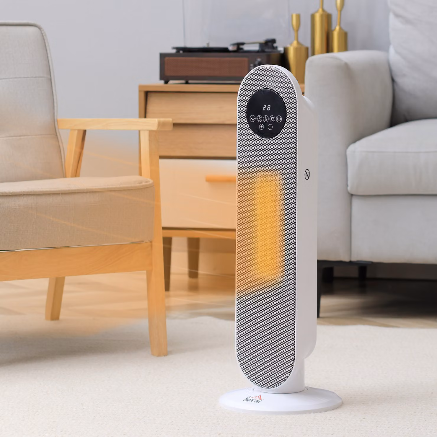 Riscaldatore elettrico ceramico PTC HOMCOM da 2000 W con telecomando, timer e funzione oscillazione, bianco – 2