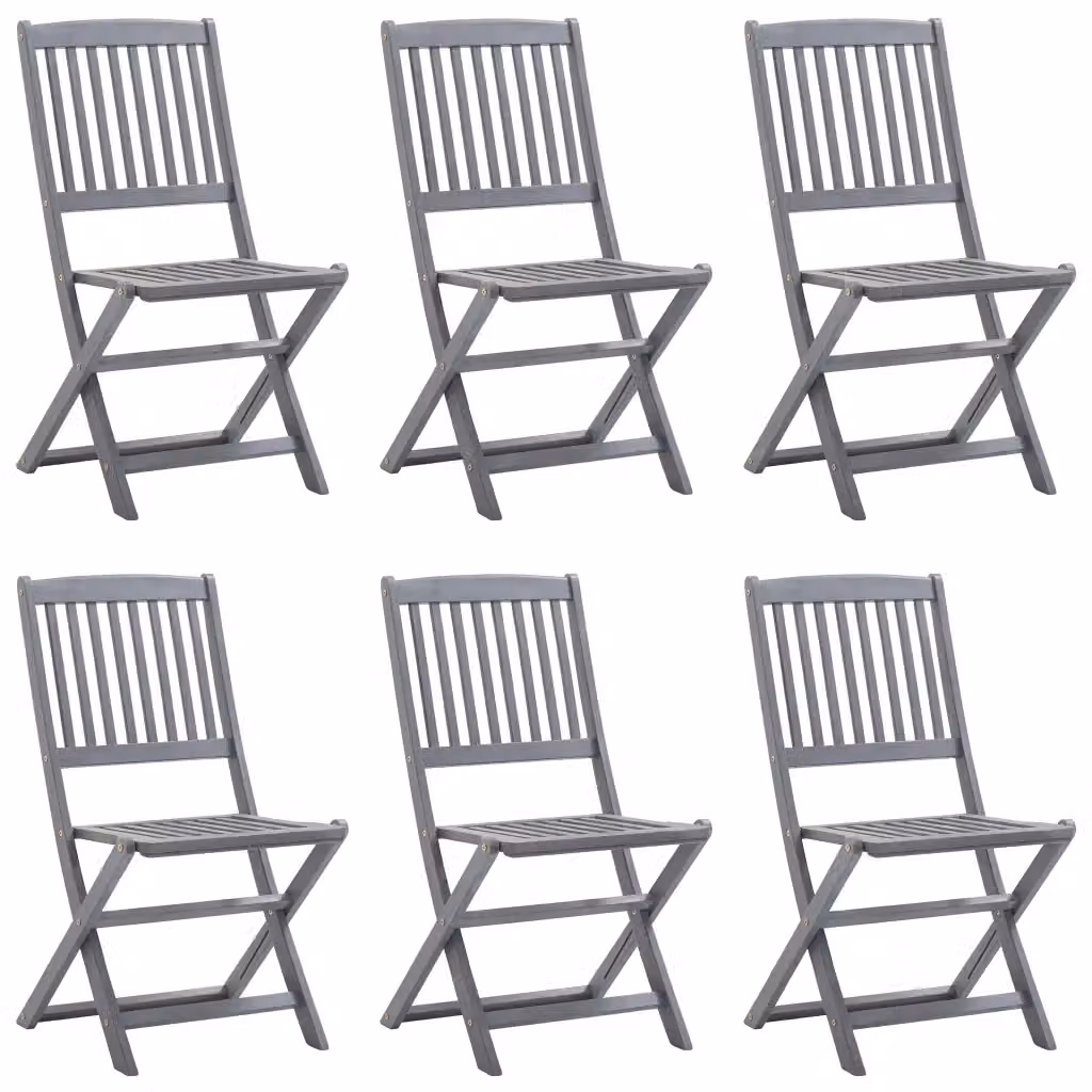 Set di 6 sedie pieghevoli vidaXL in legno di acacia con cuscini grigi per giardino e terrazza – 2
