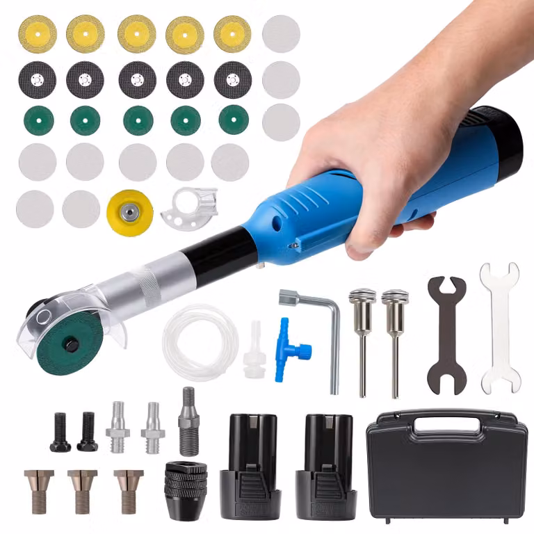 Levigatrice elettrica a tamburo multifunzione da 200W - 7 velocità - Ideale per la pulizia delle fughe delle piastrelle in Vetroceramica - 220V - Set con 2 batterie