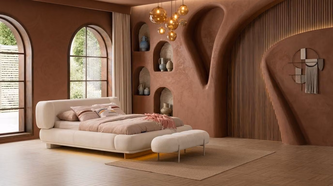Bett Bank: camera da letto, stile moderno, beige, confortevole, accogliente, morbido