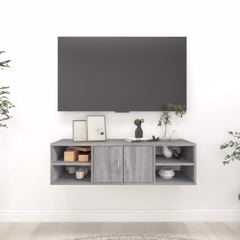vidaXL Mensola a Muro in Legno Multistrato e MDF Grigio, L 102 x P 30 x H 29 cm
