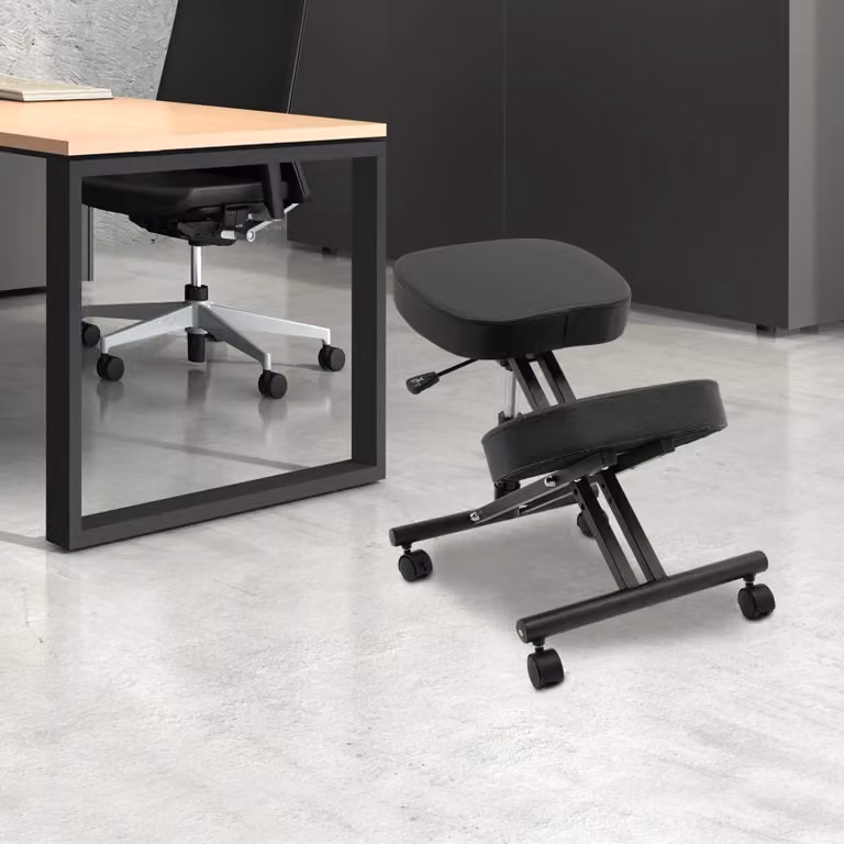 Sedia ergonomica per le ginocchia - sedia da ufficio - altezza regolabile da 50 a 60 cm - portata massima 100 kg - struttura in metallo girevole - imbottitura spessa 8 cm - colore nero