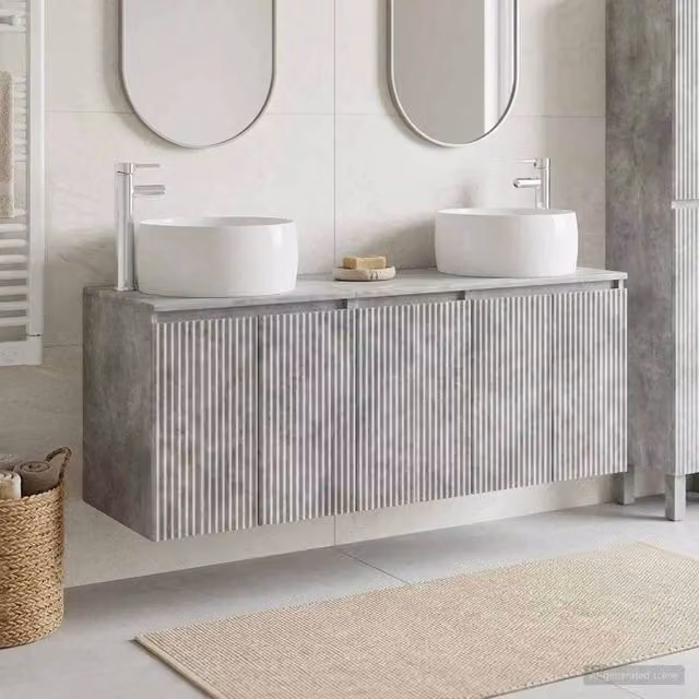 Set di Armadi da Bagno 3 pz Grigio Cemento 49,5 x 44,5 x 66 cm 3405710