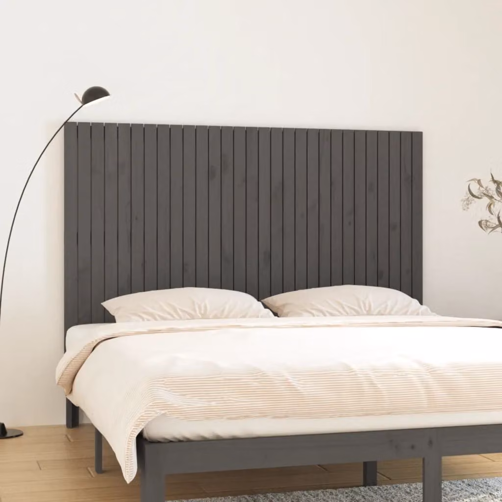 Testiera da parete vidaXL in legno massello di pino grigio L: 185 cm, H: 110 cm, P: 3 cm