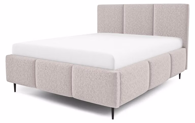 Letto imbottito con contenitore integrato, modello Melora, dimensioni 140 x 200 cm