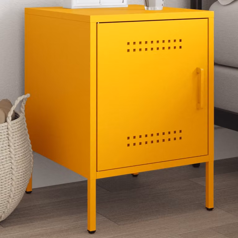 vidaXL Comodino in Metallo Giallo Senape Stile Industrial da Appendere al Muro L/P/H: 36 x 39 x 50,5 cm