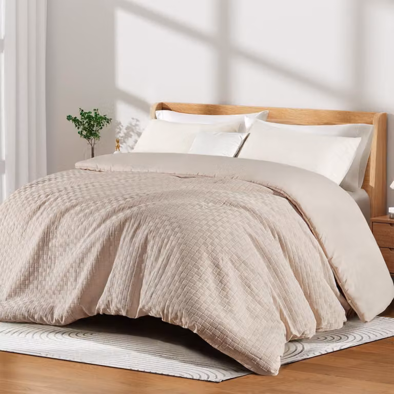 Copertura per letto 155x220 cm, color beige - calda, morbida, traspirante, in microfibra, adatta per tutte le stagioni
