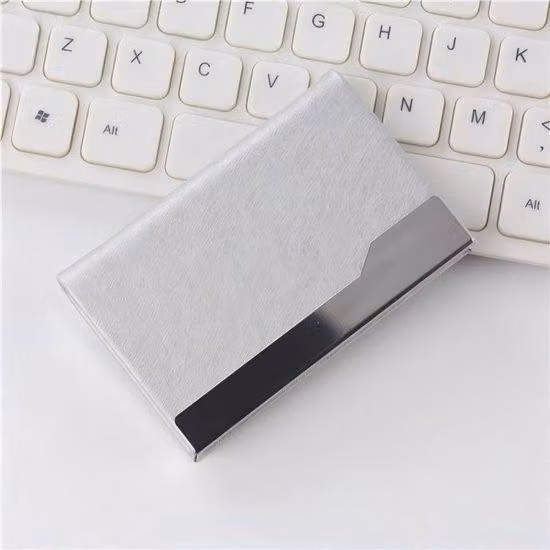 Portacarte in metallo argentato, ultrasottile, magnetico