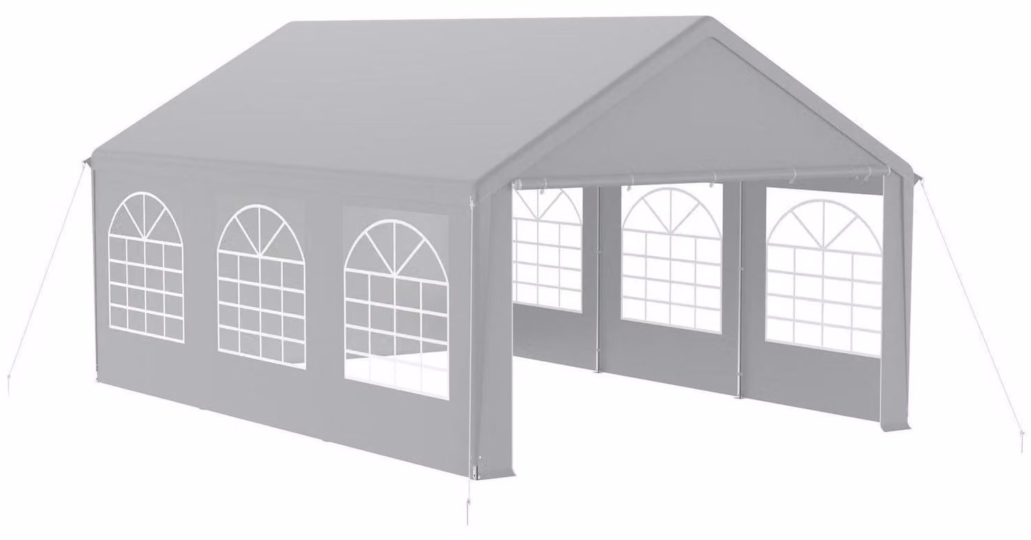 Tenda da festa modello "Pavillon" di 4x6 metri, con 4 pareti laterali, impermeabile, con protezione solare, colore grigio