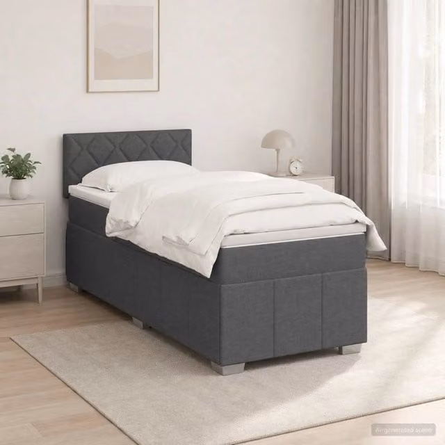 Letto con Box Spring, Materasso a Molle Insacchettate e Illuminazione LED vidaXL, Grigio, 90 x 190 cm