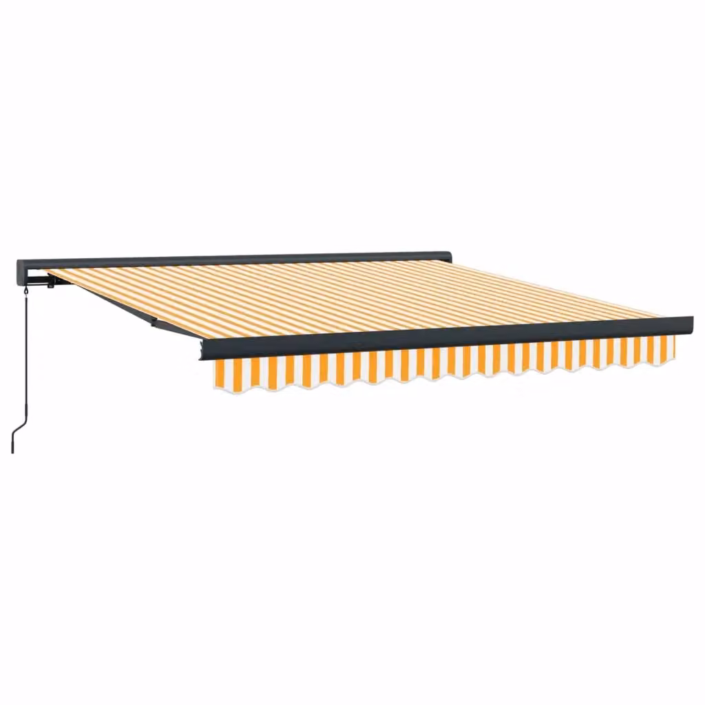 Tenda Retrattile vidaxl Gialla e Bianca in Poliestere e Alluminio, L: 300 cm, P: 250 cm – 2
