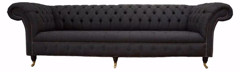Chesterfield Sofa 4 Sitzer Schwarz Stoff Wohnzimmer Design Couch Polster