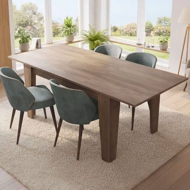 Tavolo allungabile moderno DMORA rettangolare in legno marrone con finitura opaca L/P/H: 200 x 88 x 78 cm – 1