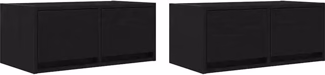 Set di 2 mobili porta TV a parete HELLOSHOP26 in legno composito nero opaco, design moderno, L 60 x P 31 x H 25,5 cm