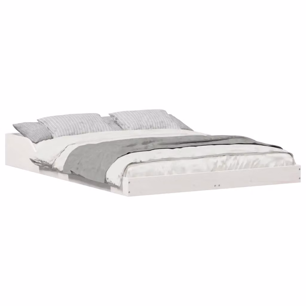 Struttura del letto moderna vidaXL in pino massello bianco L 140 x P 190 cm – 2