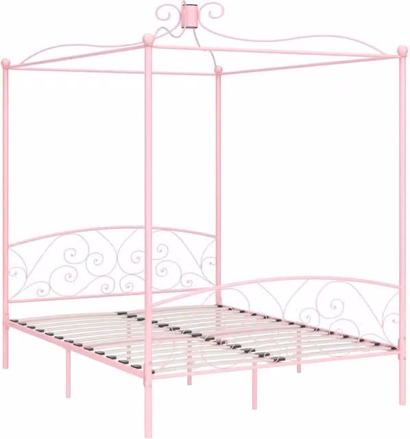 Giroletto a Baldacchino Rosa in Metallo 180x200 cm 284491