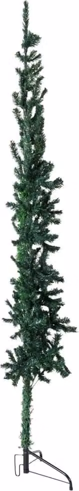 Albero Natale Artificiale Sottile a Metà Supporto Verde 210 cm