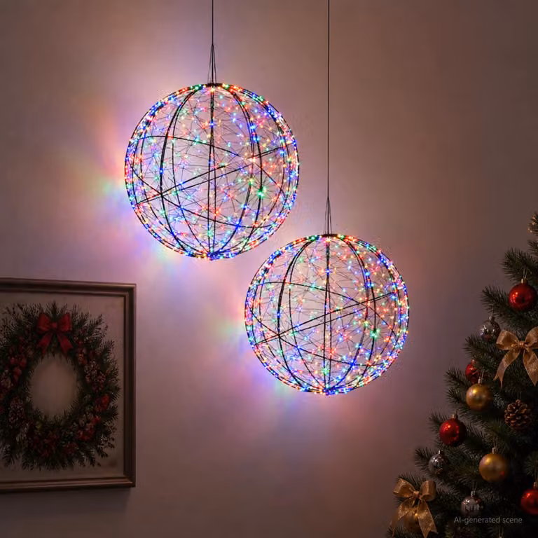 vidaXL Luce a punta di Natale 2 pz 1900 LED Multicolore Ø 60 x 63 cm