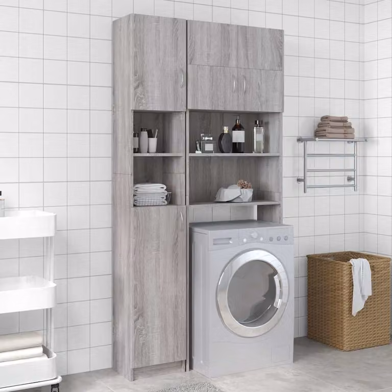 Armadietto da bagno sospeso vidaXL in MDF Grigio Moderno L: 32 cm, P: 25,5 cm, H: 190 cm