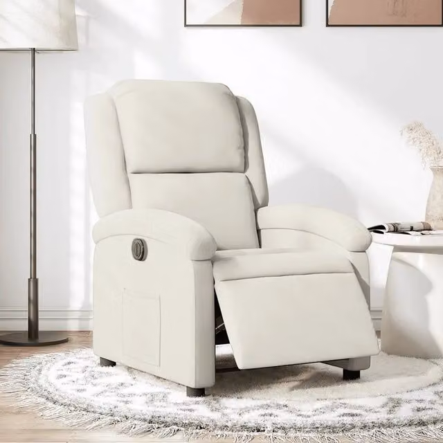 Poltrona Elettrica Reclinabile vidaXL in Velluto Beige con Braccioli e Funzione Auto-Return