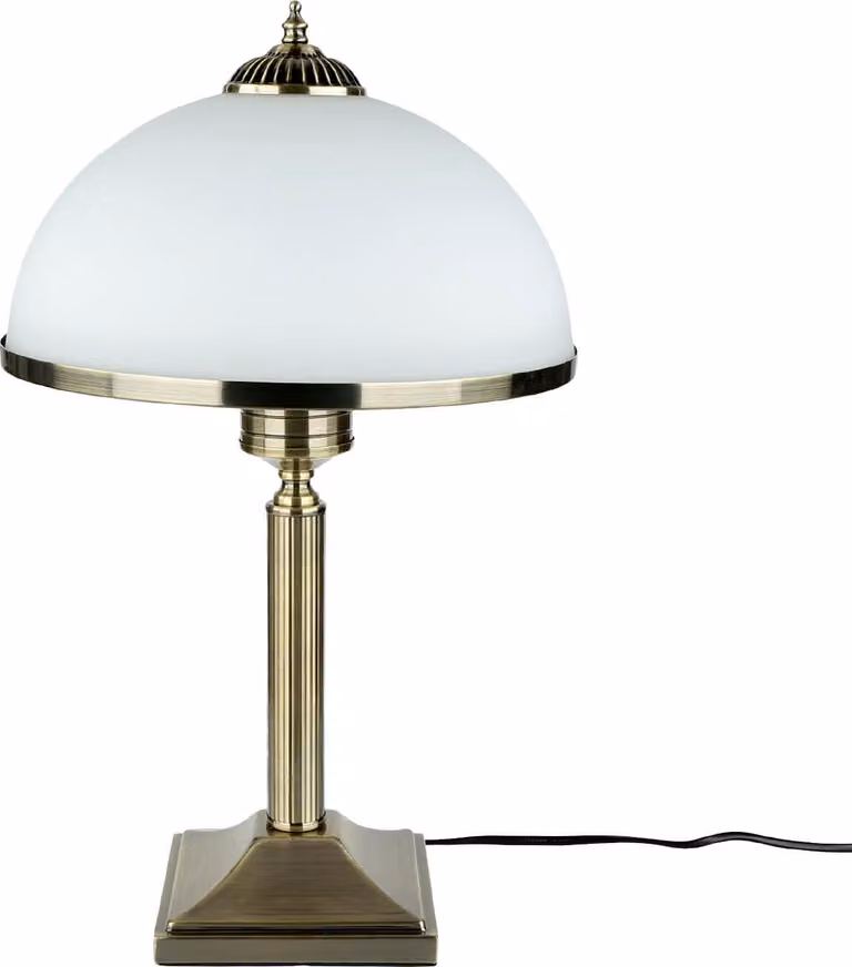 Lampada da tavolo paralume in vetro 50 cm in ottone bianco antico Art Nouveau 2x E14 lampada da tavolo