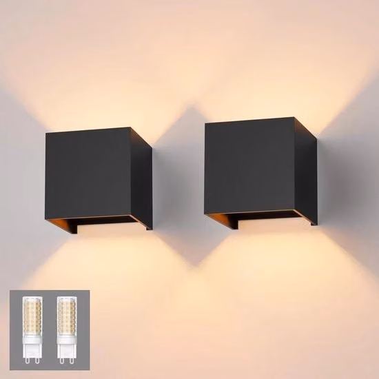 Lampada da parete LED a led a incasso per interno ed esterno - lampada a led G9 sostituibile - IP54 - 3000 K - bianco abbagliante - nero Illuminazione esterna