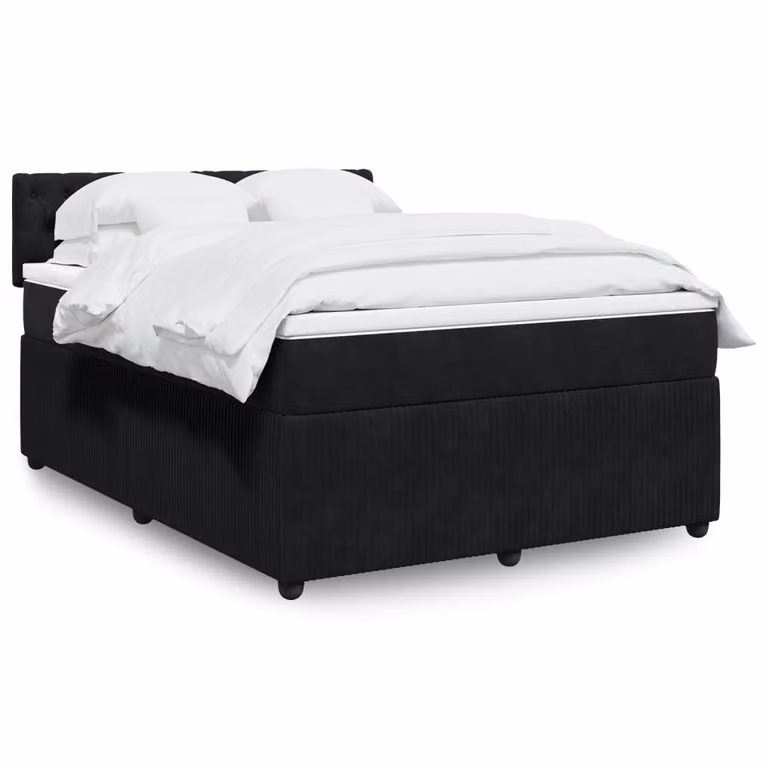 vidaXL Giroletto a Molle con Materasso in Velluto Nero L/P/H: 140 x 200 cm
