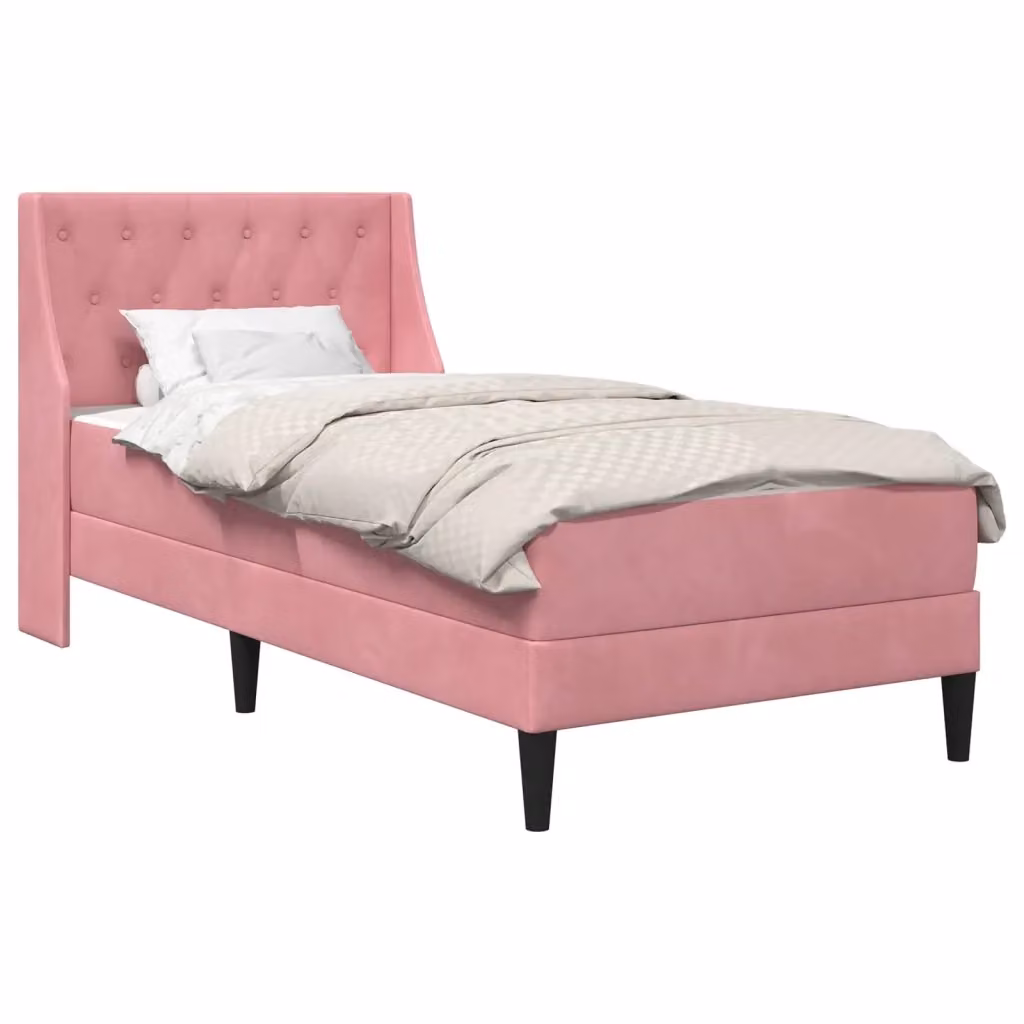 Struttura letto con materasso vidaXL in velluto rosa L/P/H: 202 x 100 x 140 cm – 2