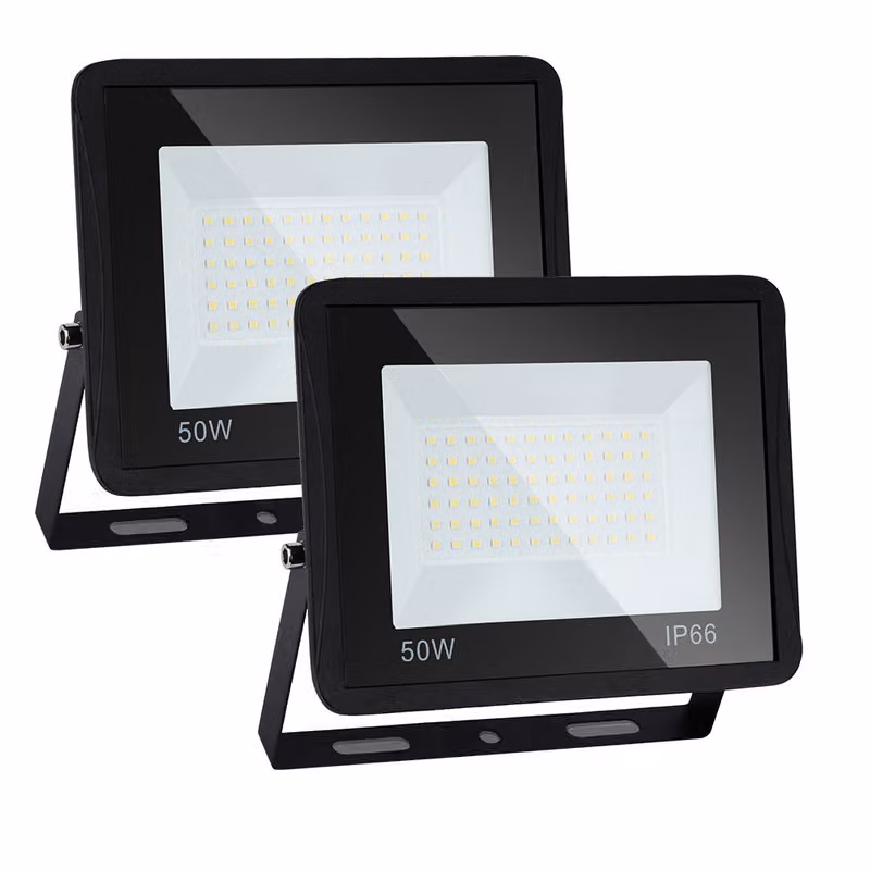 Jopassy 50W 2x Proiettore LED Faretto LED Impermeabile Proiettore da esterno Luce di sicurezza da esterno per giardino garage bianco caldo