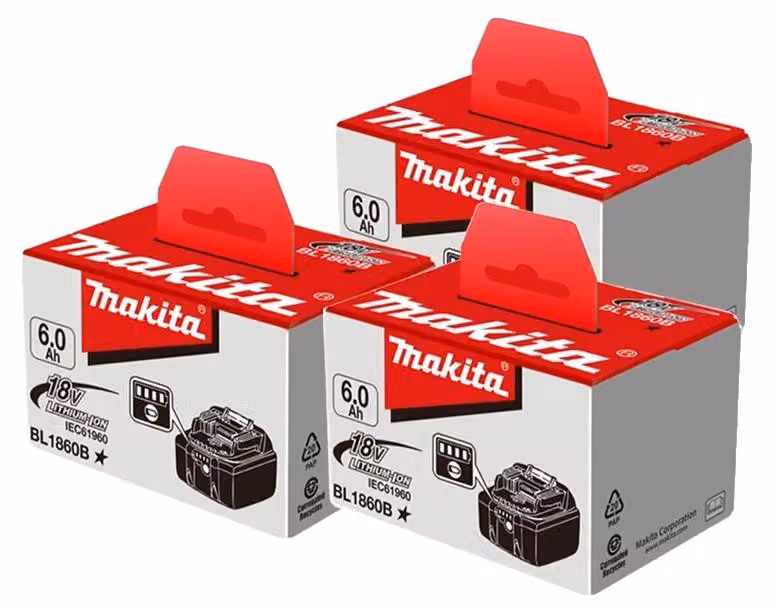 Batterie ad alta capacità, 6000 mAh, con ricarica intelligente, confezione da 3 pezzi, 18V, 6Ah