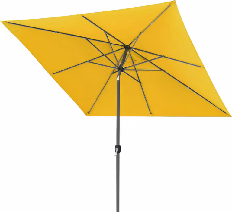 Ombrellone quadrato 3x3 metri, giallo, per giardino o balcone, pieghevole con manovella, protezione UV, struttura antracite, marca paramondo, modello interpara