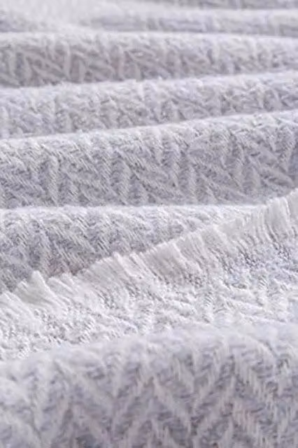 Set di coperte in cotone ST TRADING con motivo chevron in stile scandinavo, colori grigio e bianco, L: 240 cm, P: 230 cm