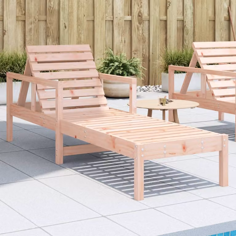 vidaXL Lettino Prendisole in Legno di Douglas Marrone con Poggiatesta Regolabile L: 199,5 cm, P: 62 cm, H: 55 cm